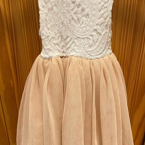 Elegant Lace and Tulle Kids Dress in White and Cream